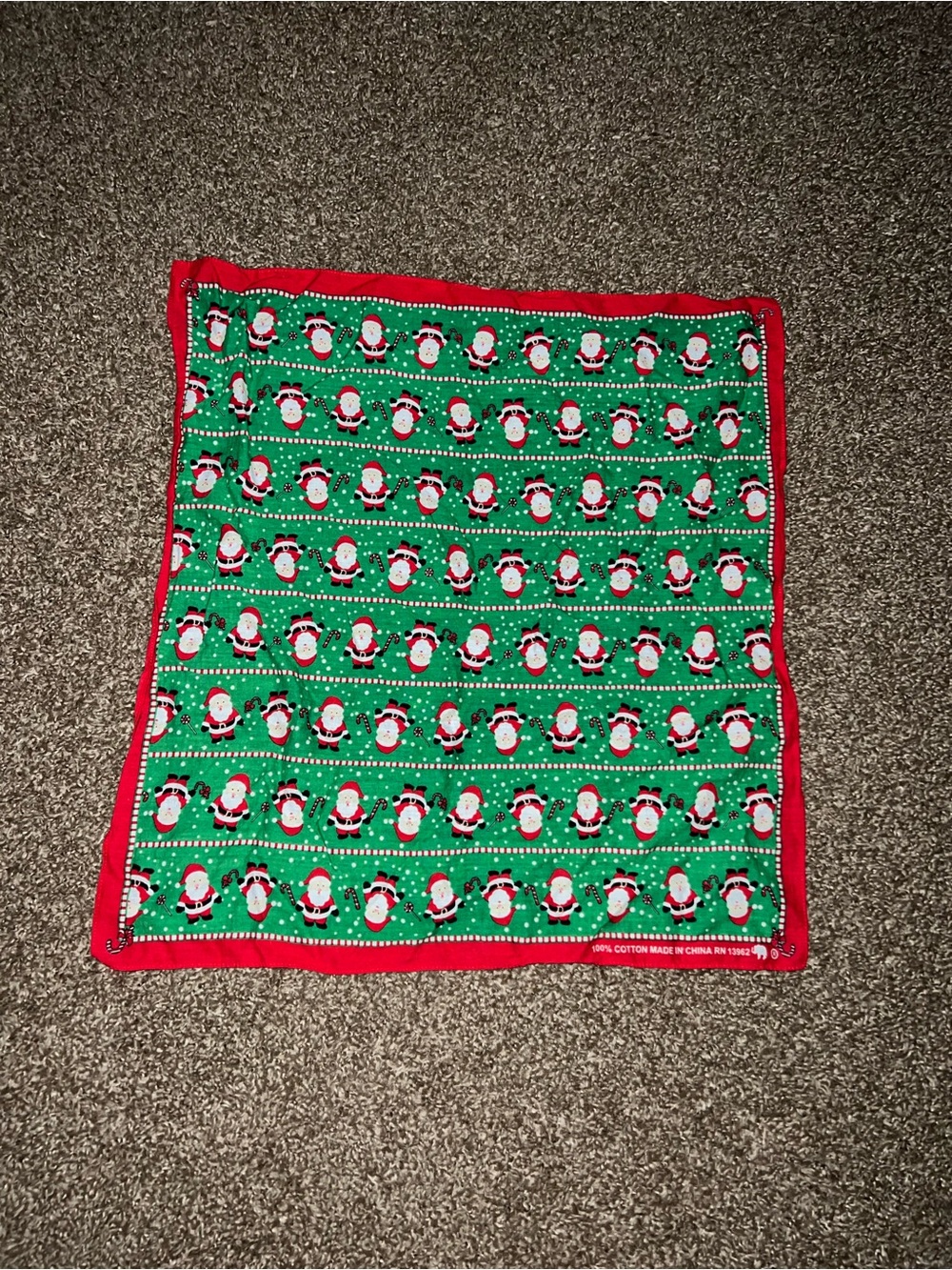 Christmas Elephant Vintage OG Red Green White Black Bandana Scarf